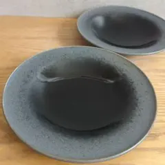 美濃焼 黒海タマリム型 深皿 ブラック カレー皿 パスタ皿 軽量 2点セットのサムネイル