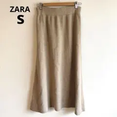 6286ザラZARA【s】ロング丈ニットスカート　Aライン　フレア　マキシ丈