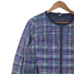 【美品】トップバリュ リバーシブルダウンジャケット チェック柄 L