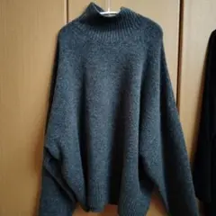 【値下げ】ZARA　 ダークグレー タートルネックニット Lサイズ