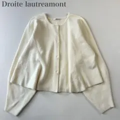 ロートレアモン 美品 ペプラムデザイン レーヨンMIX 畦編みニットカーディガン