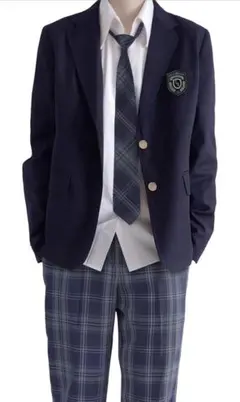 制服 ブレザー チェックパンツ ネクタイ 3点セットのサムネイル