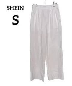 SHEIN ホワイト ワイドストレートパンツ【S】インナー付き　薄手　軽量