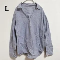 美品✨氣質休閒 【L】條紋 尖領襯衫 純棉100% 優雅