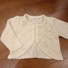アイボリー ハート模様 カーディガン 95cm