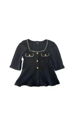 Dazy ブラックニット 長袖 ペプラム