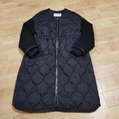 【51】 RayBEAMS ブラック 中綿 袖切り替え キルティングコート