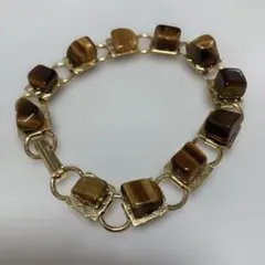 タイガーアイ ゴールドカラー ブレスレット　レトロ　アンティーク