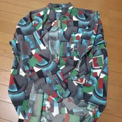 古着　総柄シャツ　幾何学　韓国　NOMAt.d イッセイミヤケ　オーバーサイズ