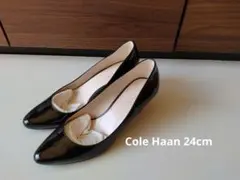 コールハーン パンプス ウェッジソール ブラック エナメル 24cm