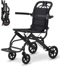 再入荷・在庫数限定！超軽量 コンパクト介助用車椅子 折り畳み式 黒