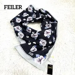 【新品未使用品】FEILER フェイラー　花柄　ストール　 ネイビー