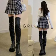 新品 GRL 厚底ニーハイブーツ トラックソールブラック 24cm