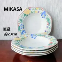 【MIKASA ミカサ】花柄 八角皿 5枚セット 〜深皿 スープ皿 プレートのサムネイル