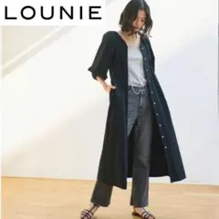 【美品】LOUNIE ルーニィ リップル ボリュームスリーブ ワンピース 黒のサムネイル