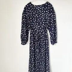 GU gu ジーユー　ワンピース　ワンピ　ロングワンピース　花柄　ネイビー　S
