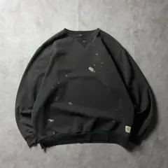 【雰囲気◎】Carhartt フェード 前V スウェット ブリーチ 墨黒 ペンキ