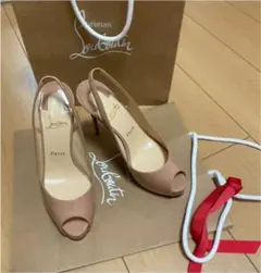 新品　ルブタン オープントゥプラットフォーム パンプス ヌード 37