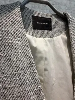 ROSE BUD ノーカラージャケット ライトグレー系