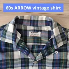 60s　ARROW オープンカラーシャツ　コットン　レアカラー　ヴィンテージ