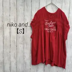 niko and…赤レッドシャーリングプリントTシャツチュニック【S】