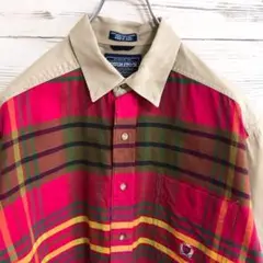《希少カラー》ROUGH STOCK☆半袖シャツ L ベージュ 刺繍 HS129
