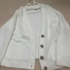 H&M ホワイト シャギーニット フワフワカーディガン