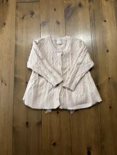 petit main ケーブル編みカーディガン S ピンク