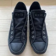 コンバース黒スリッポン☆シルバースター☆used 24.5