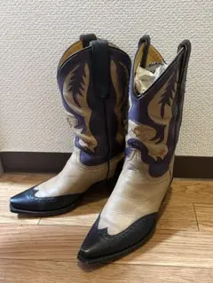 CABORCA BOOTS ウエスタンブーツ ベージュと紫のレザー