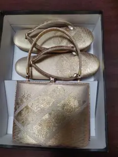 草履とバッグのセット ゴールド