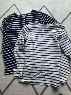 ボーダーカットソー 長袖Tシャツ 2枚セット ネイビー ホワイト