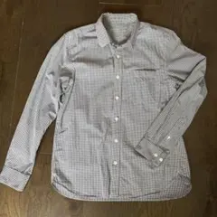 無印良品 メンズ長袖シャツ Ｌサイズ ネイビー×ホワイトチェック