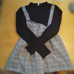 黒のチェック柄チュニック 150サイズ