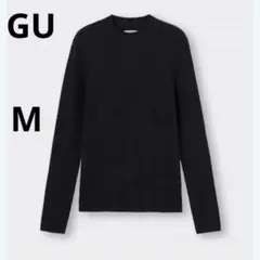 GU ジーユー M ブラック リブ ハイネック ニット セーター(長袖)