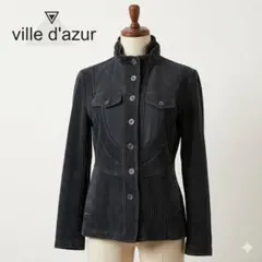 ヴィルダジュール コーデュロイ切替ジャケット L 綿混 ネイビー スタンドカラー