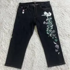 今昔 KON-JAKUこんじゃく 狐＆蝶 刺繍 ストレッチデニムパンツ 黒38 2026年最新】今昔 狐の人気アイテム - メルカリ