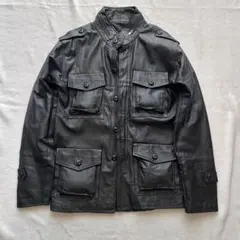 80s 90s　M-65型 ヴィンテージ　レザージャケット S y2k 黒