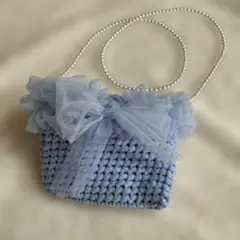 ハンドメイド　フェアリア　チュール　フリル　ショルダーバッグ　パール