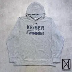 古着 アンダーアーマー プルオーバーパーカー 刺繍プリント ビックサイズ XL