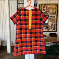 70-80'sキッズ ウール ワンピース チェック タロン