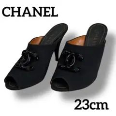 美品 CHANEL シャネル ロゴ ココマーク ヒール サンダル ミュール 36
