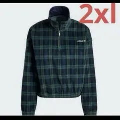 コーデュロイ タータン ハーフジップトップ　adidas 2xl
