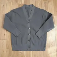 無印良品　グレー Lサイズ リブ編みカーディガン