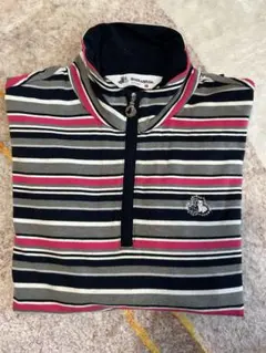 Black&White ストライプ ハーフジップシャツ