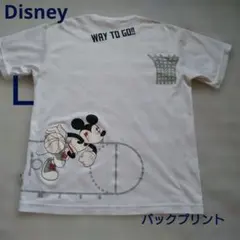 Ｌ Disney ミッキーマウス バックプリントTシャツ ホワイト バスケのサムネイル