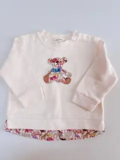 クマ刺繍付き　リバティー柄　トレーナー