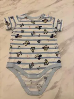 ディズニーベビー　Disneybaby ミッキー半袖ロンパース　マリン　ボーダー