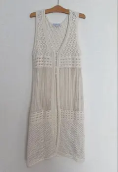 新品未使用✨️しまむら シーズンリーズン ロングベストジレ アイボリー LL