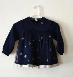 petit main ネイビー 星柄 長袖カットソー 100cm